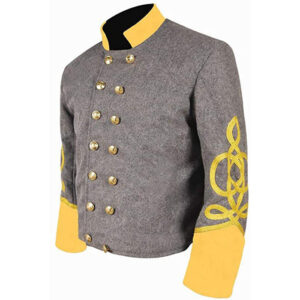 CW General's Cavalry Grey Yellow Cuff & Collar 4 Row of Gold Braid Shell Coat