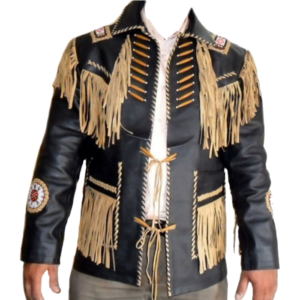 Cowboy Country Coat Western Wear Genuine Leather Fringe Bead