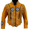 Western Women's Native Suede Leather Jacket with Fringe and bone beads