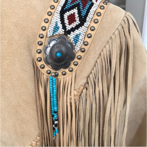 Western suede jacket with fringe beading