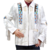 Cowboy Western Cowhide Leather Wear Fringe And Bones Coat Jacket