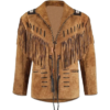 Cowboy Men Brown Suede Leather Jacket With Fringe