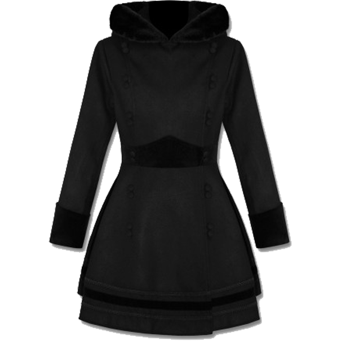 Gothic Ladies Black Fur Hooded Coat Gothic Ladies Black Fur Hooded Coat