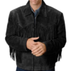 Western Wear Fringes Beads Men Leather Jacket