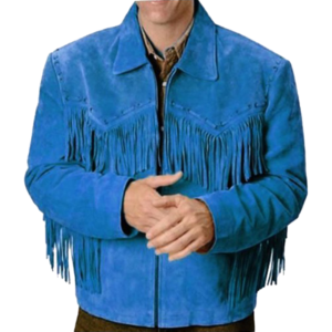 Cowboy Western Wear Coat Fringe Bead & Bones Work Leather Jacket