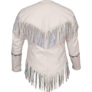 Cow Leather Jacket with Fringes and Bones Women's Western American New Style