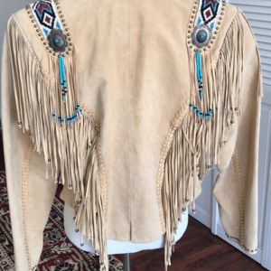 Western suede jacket with fringe beading
