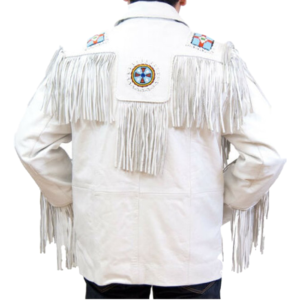 Cowboy Western Cowhide Leather Wear Fringe And Bones Coat Jacket