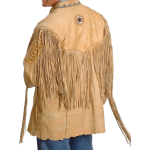 Cowboy Mens Suede Leather Jacket With Fringes Beads