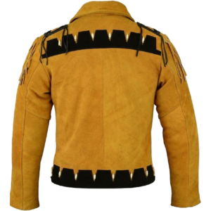 Cowboy Western Coat Fringes Beads Mens Suede Leather Jacket