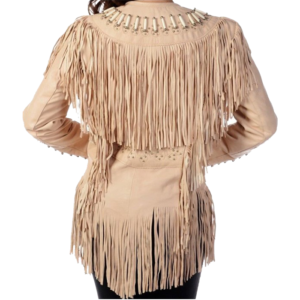 Western Women Suede Leather Jacket Fringes Beads