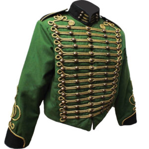 STEAMPUNK MILITARY JACKET IN BOTTLE GREEN WOOL