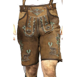 Green Deer Motifs Brown Lederhosen