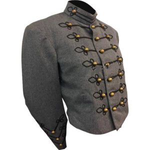 SLATE AND BLACK WOOL MILITARY BAND JACKET