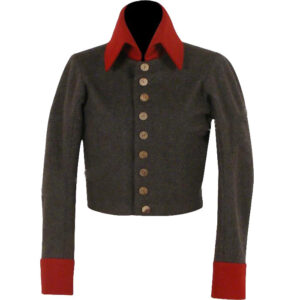 NURSE UNIFORM DARK GRAY WOOL MAIN BODY WITH RED WOOL COLLAR & CUFF