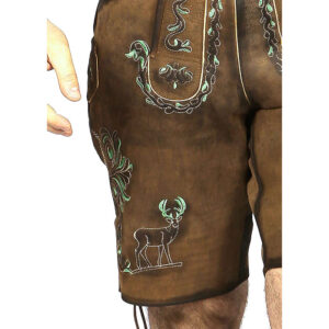 Green Deer Motifs Brown Lederhosen