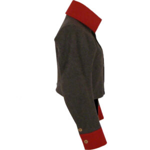 NURSE UNIFORM DARK GRAY WOOL MAIN BODY WITH RED WOOL COLLAR & CUFF