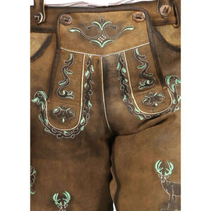 Green Deer Motifs Brown Lederhosen