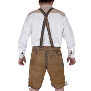 Bavarian Authentic German Lederhosen Gold Brown
