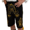 Black Cow Lederhosen with Bavaria suspenders Gold Embroidery