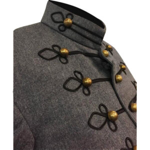 SLATE AND BLACK WOOL MILITARY BAND JACKET