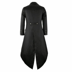 Men’s Black Cotton Twill STEAMPUNK TAILCOAT Brass Button Jacket Goth Victorian Coat Trench