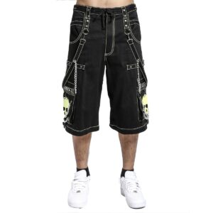 Gothic Bondage Black Lime Big Skull Men Pant-2717