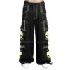 Gothic Bondage Black Lime Big Skull Men Pant-0