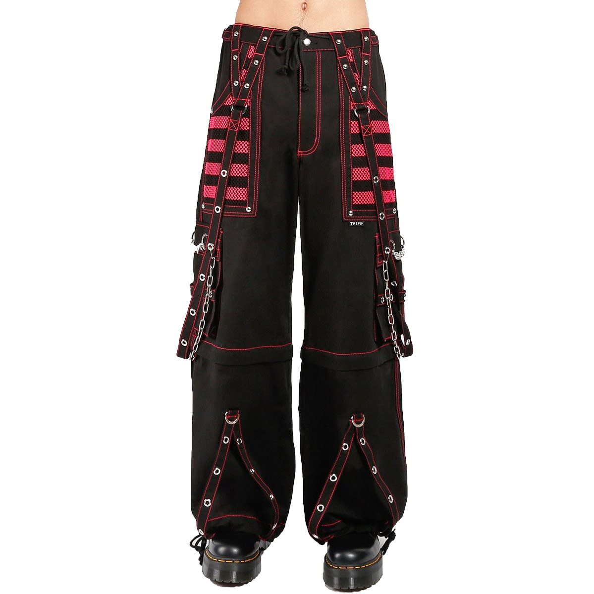 GOTHIC PUNK ROCKER CYBER GOTH BLACK PINK STEAMPUNK BIKER PANT-0