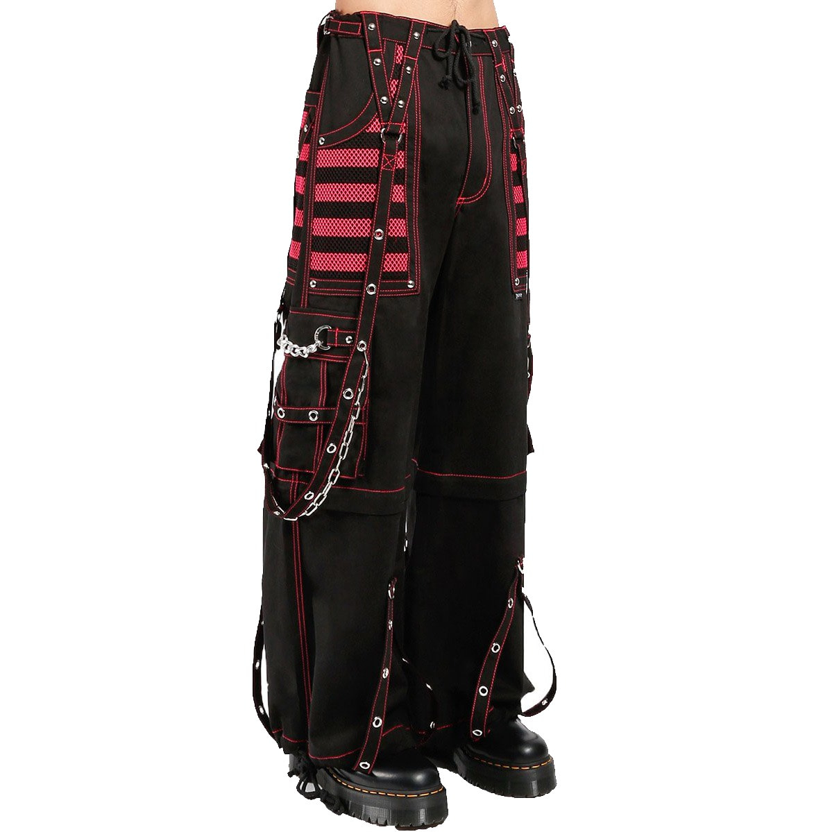 GOTHIC PUNK ROCKER CYBER GOTH BLACK PINK STEAMPUNK BIKER PANT-2769