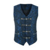 Men’s Brocade Blue Damask Velvet Gothic Vest Waistcoat-0