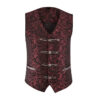 Men’s Brocade Red Damask Velvet Gothic Vest Waistcoat-0