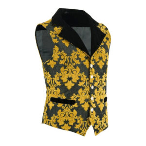 MEN’S MONARCH VEST BLACK & GOLD VICTORIAN SINGLE BREASTED WAISTCOAT-2953