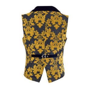 MEN’S MONARCH VEST BLACK & GOLD VICTORIAN SINGLE BREASTED WAISTCOAT-2954