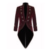 Men’s Handmade Steampunk Tailcoat Jacket Red And Black Velvet Goth VTG Victorian