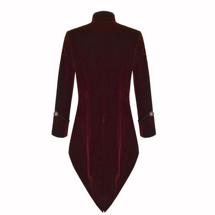 Men’s Handmade Steampunk Tailcoat Jacket Red And Black Velvet Goth VTG Victorian