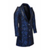 Men’s Jacket Coat Blue Damask Gothic Steampunk VTG Aristocrat faux leather