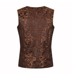 Mens Tailored Formal Waistcoat Gothic Steampunk Gold Brocade Vest-2964