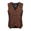Mens Tailored Formal Waistcoat Gothic Steampunk Gold Brocade Vest-0