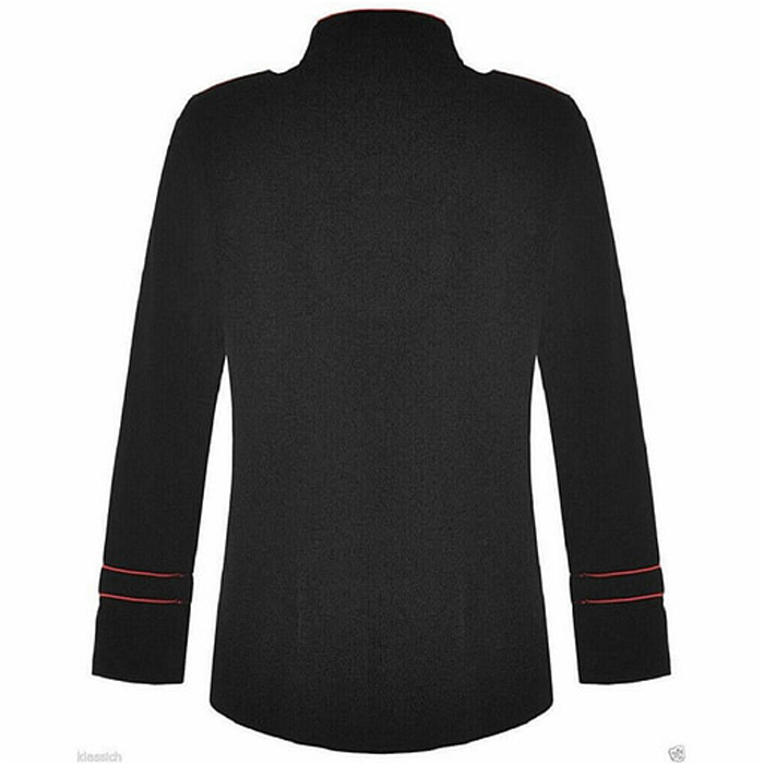 New Men’s Military Style Coat Jacket Black Red Gothic Steampunk 1