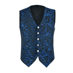 Premium Men’s Designer Stylish Casual Brocade Blue Vest-0