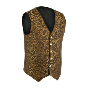 Premium Men’s Designer Stylish Casual Brocade Gold Vest-2972