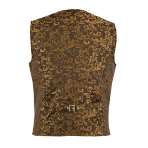 Premium Men’s Designer Stylish Casual Brocade Gold Vest-2973