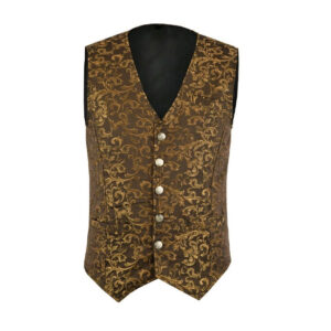 Premium Men’s Designer Stylish Casual Brocade Gold Vest-0