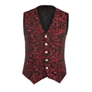 Premium Men’s Designer Stylish Casual Brocade Red Vest-0