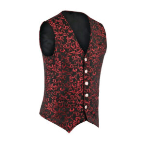 Premium Men’s Designer Stylish Casual Brocade Red Vest-2979