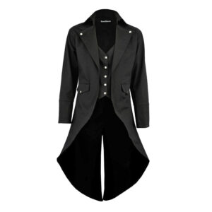 Men’s Black Cotton Twill STEAMPUNK TAILCOAT Jacket Goth Victorian Coat
