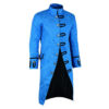 Renaissance Mens Royal Blue Brocade Goth Steampunk Victorian Velvet Frock Coat