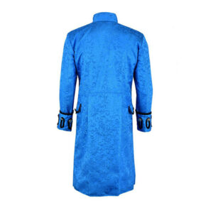Renaissance Mens Royal Blue Brocade Goth Steampunk Victorian Velvet Frock Coat
