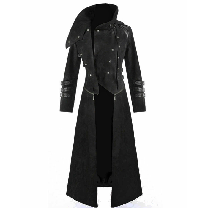 Scorpion Mens Black Punisher Hooded Trench Coat Long Jacket Red Black Gothic Steampunk